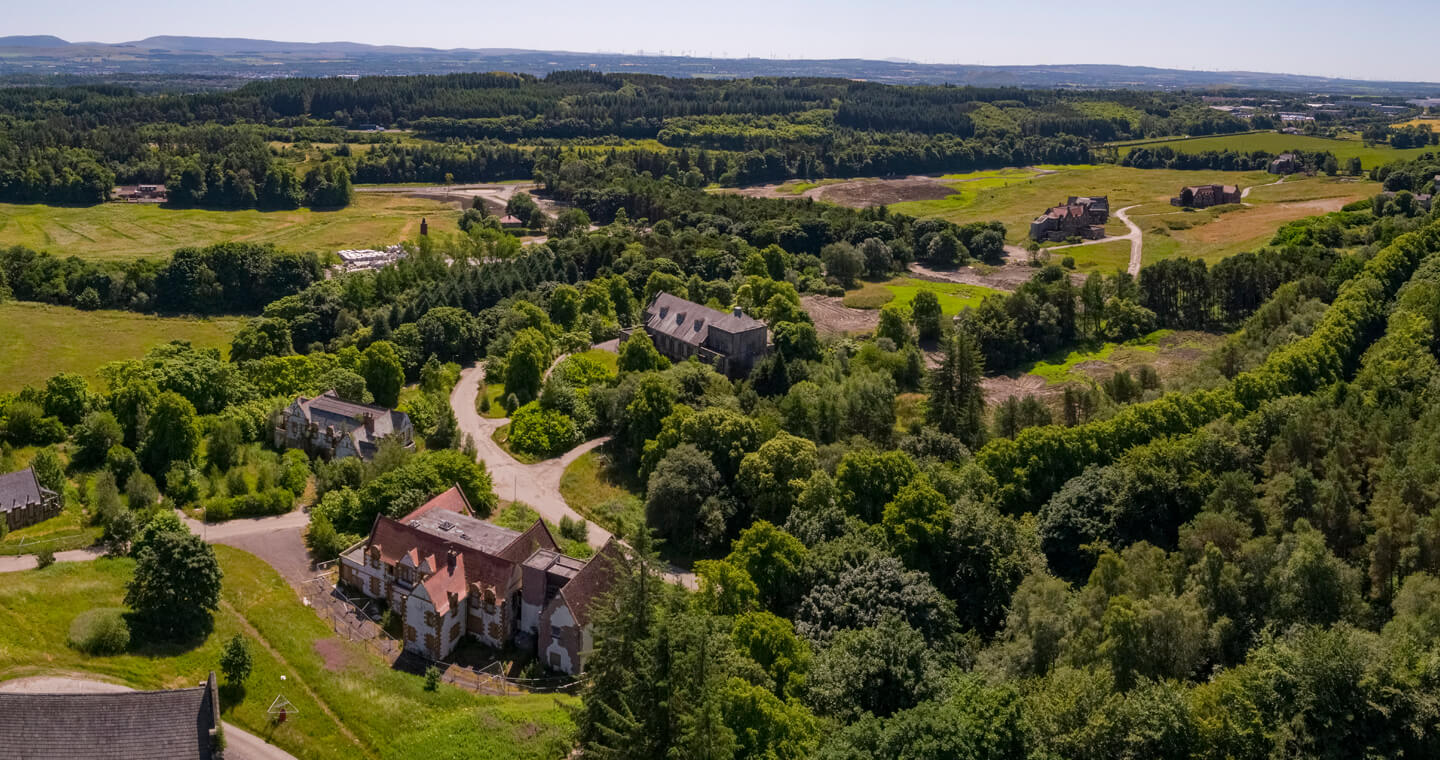 Aerial or Bangour Village Estate grounds